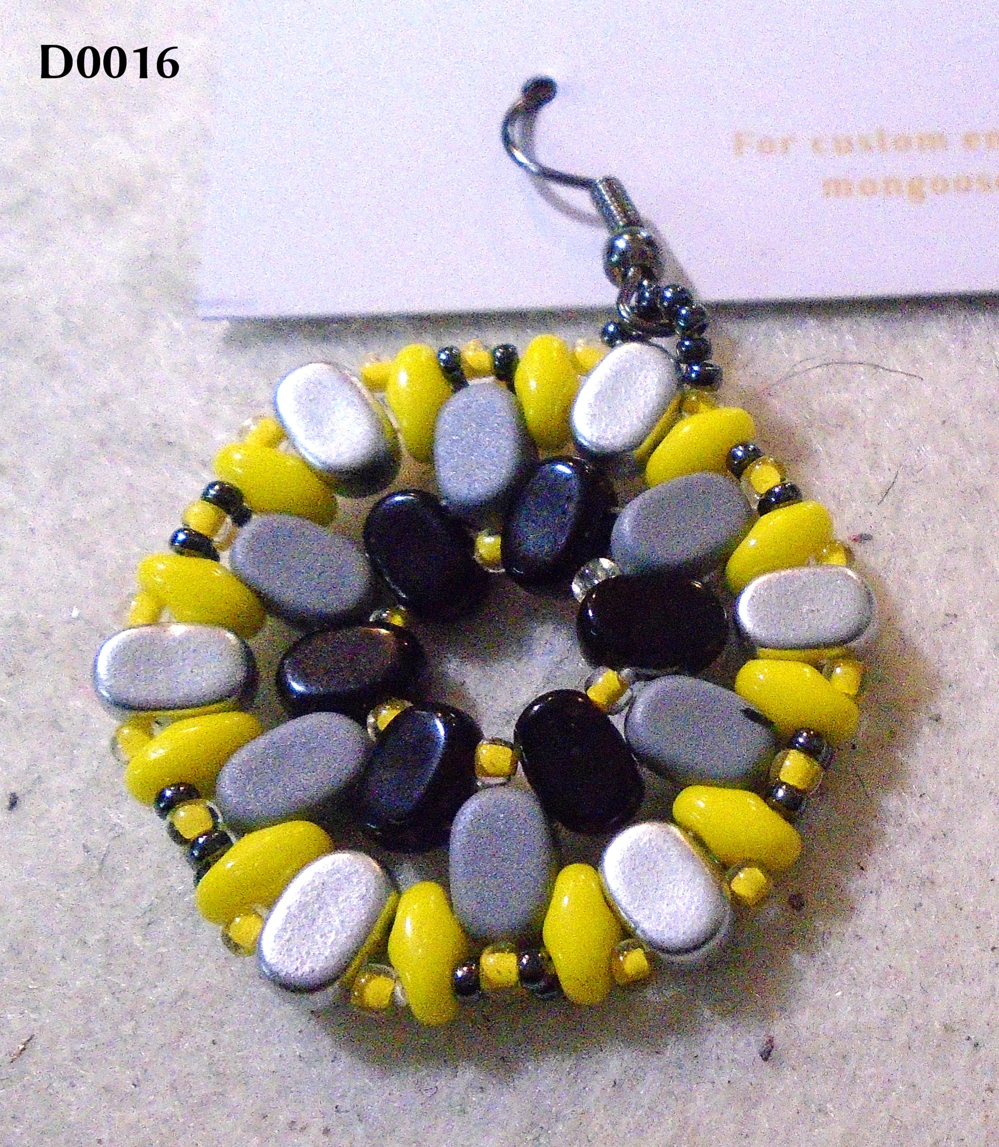 Hexagon earring in black, grey, silver.. and unapologetically bright sunshine yellow.