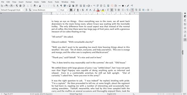 Apart from the narrator, four characters appear here: Grace, Edward, "Falstaff" (a nickname), and Nigel Popejoy.